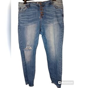 KUT Cut from the kloth jeans high rise ankle skinny runged Distressed sz 18W
